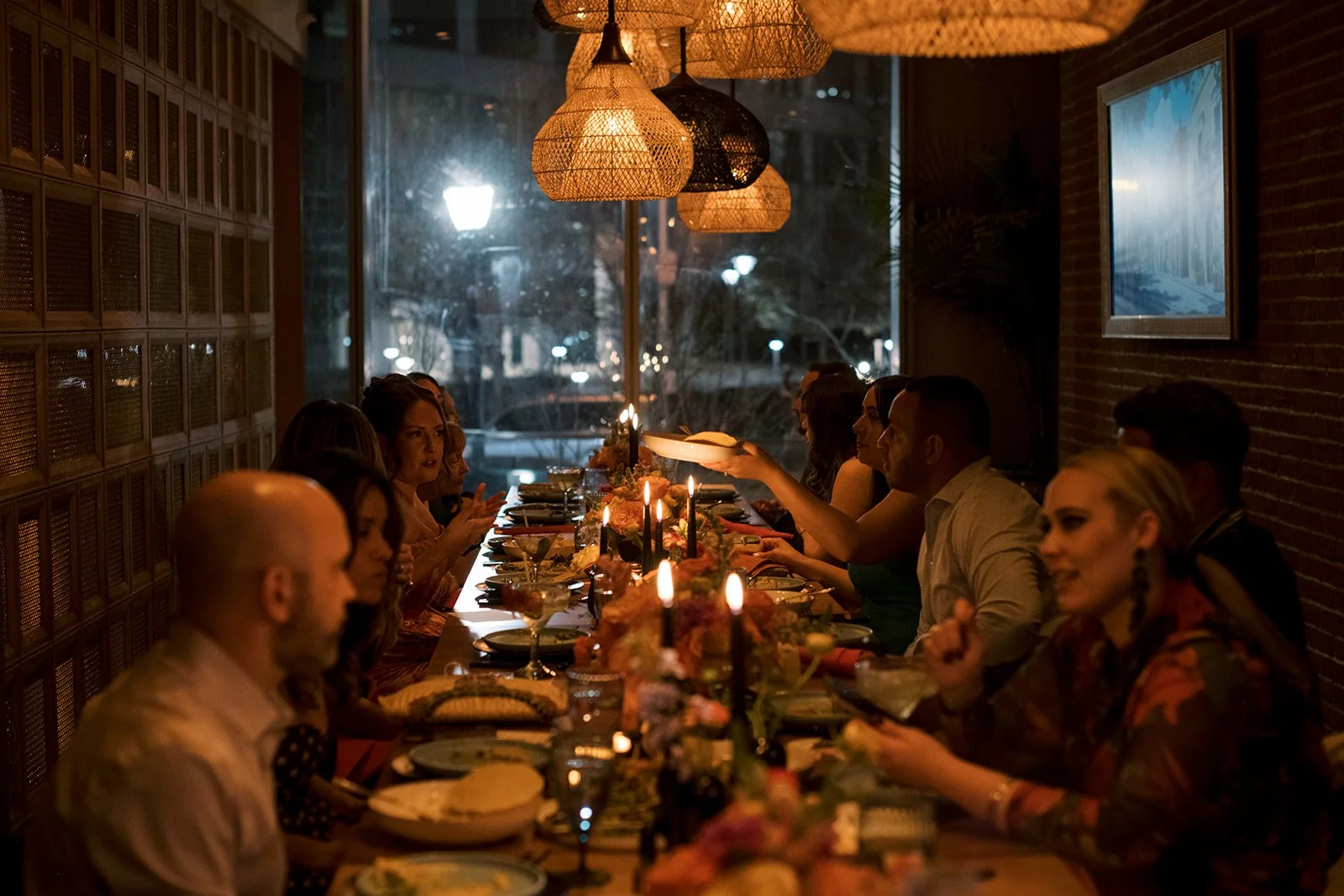 intimate dinner with candle lit table at Meximodo in Jersey City for a 40th birthday