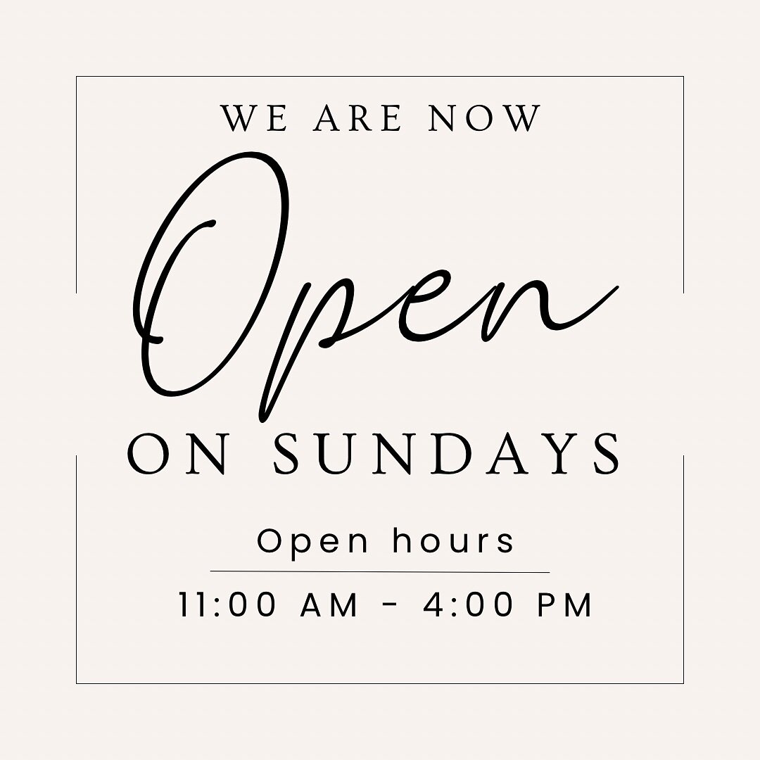 We are excited to be open EVERY Sunday starting this weekend!!! LIKE this post, TAG with your friends and SHARE it to help spread the word! We hope to see you on Sunday! I know it can be hard to get there after work or make the drive if you live out 