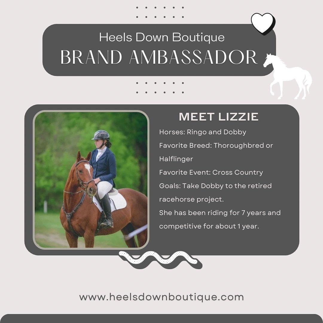 So excited to announce our first brand ambassador! Follow Lizzie @l.m.b.eventing . We are excited to have her support of our business and that we get to follow her riding journey. #equestrian #horsegirl #equestrianshop #equestrianboutique #equestrian