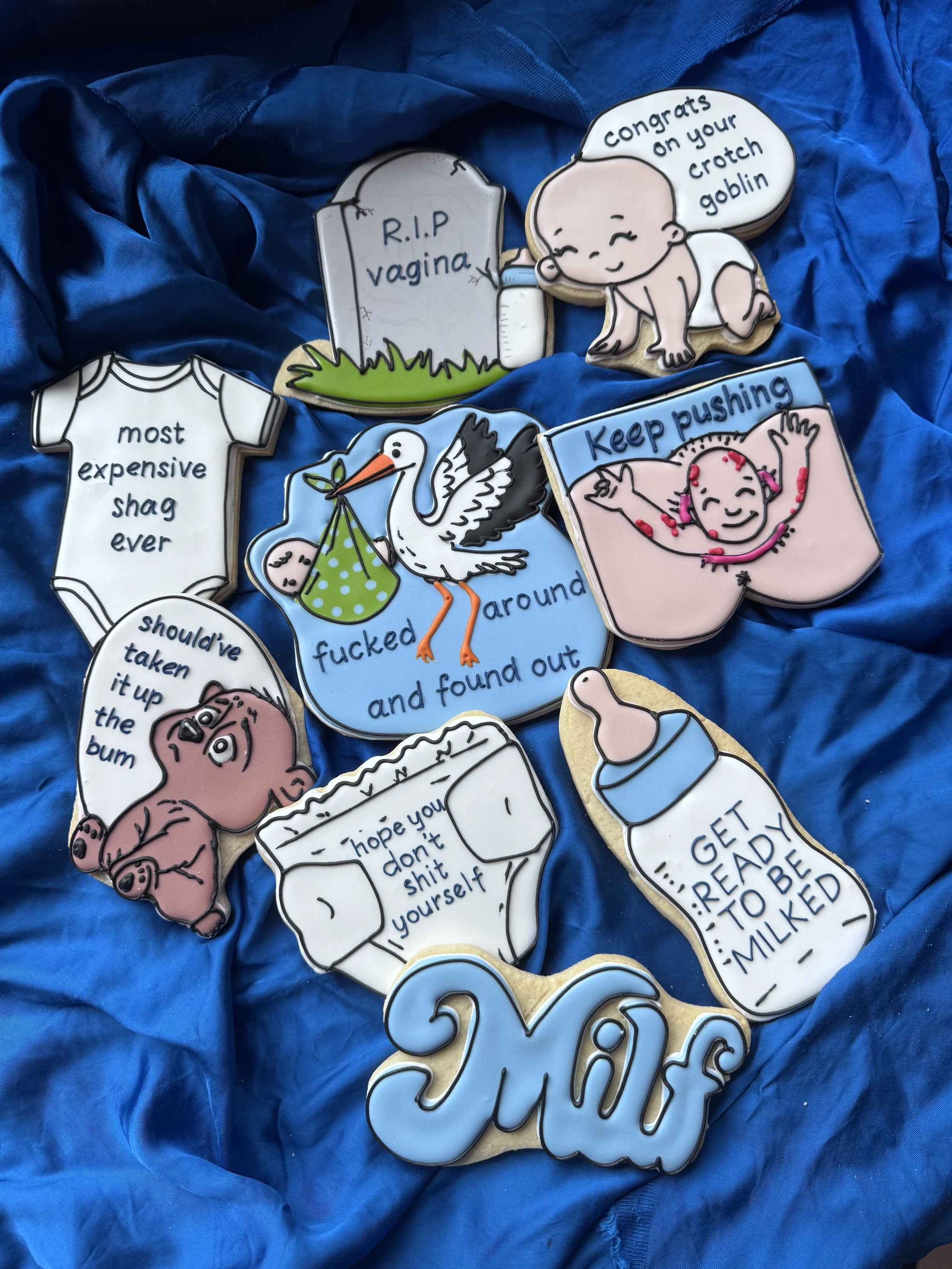 Rude Baby shower set of 10 cookies PRE-ORDER