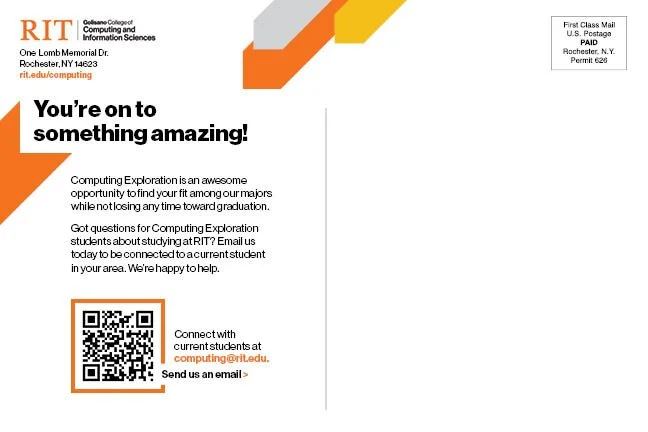 Postcard back with text "You're on to something amazing!"