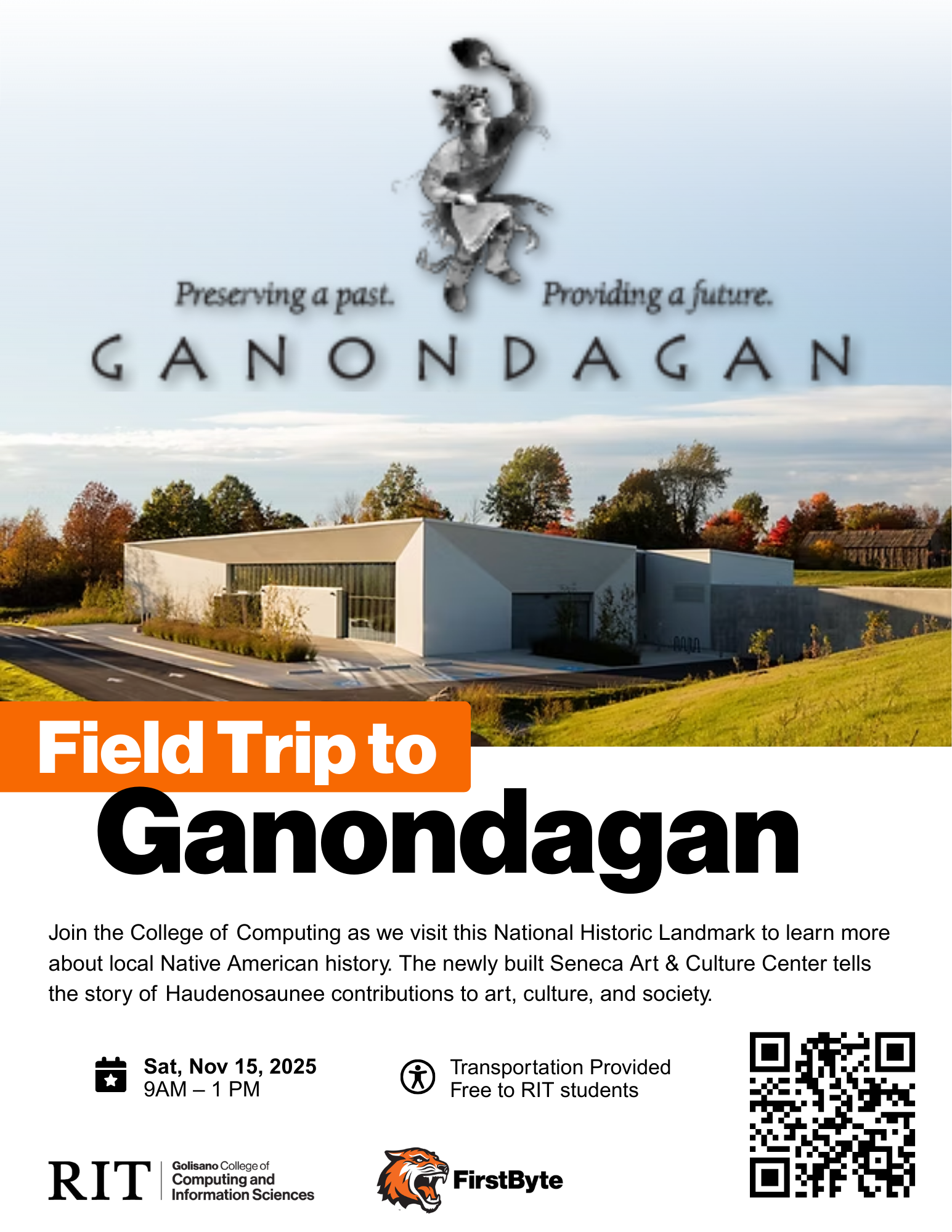 Flyer with image of Ganondagan Historical site