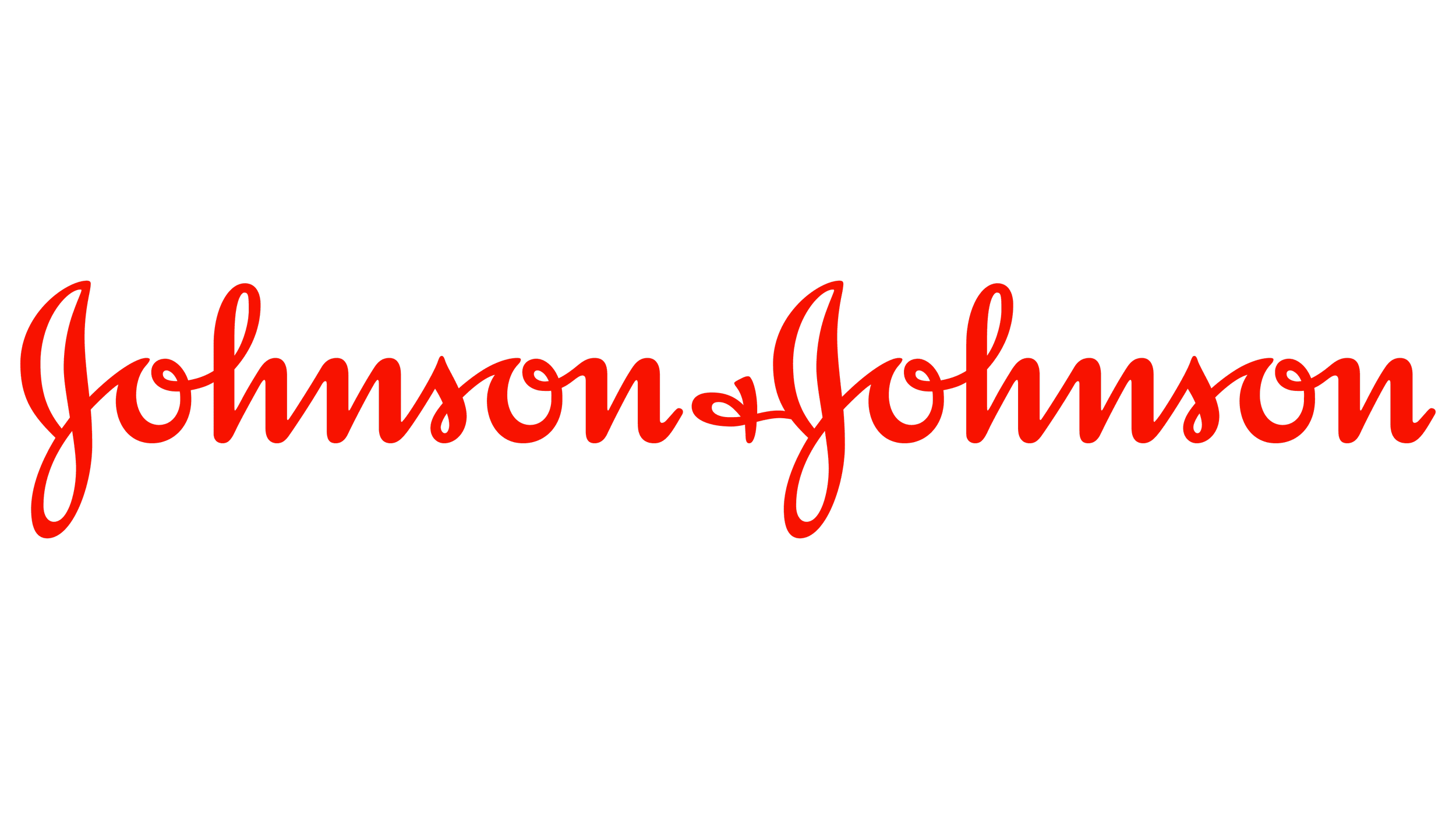 A stylized logo with the text "Johnson & Johnson" written in black and red cursive font.