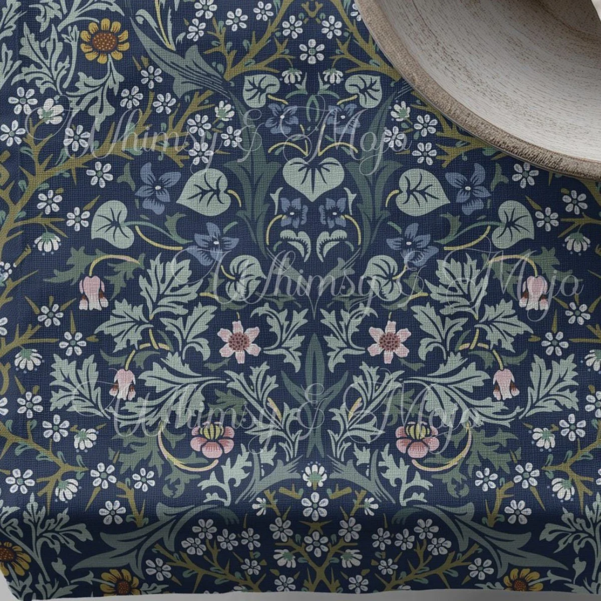 Blackthorn Table Runner - Dusky Blue Garden