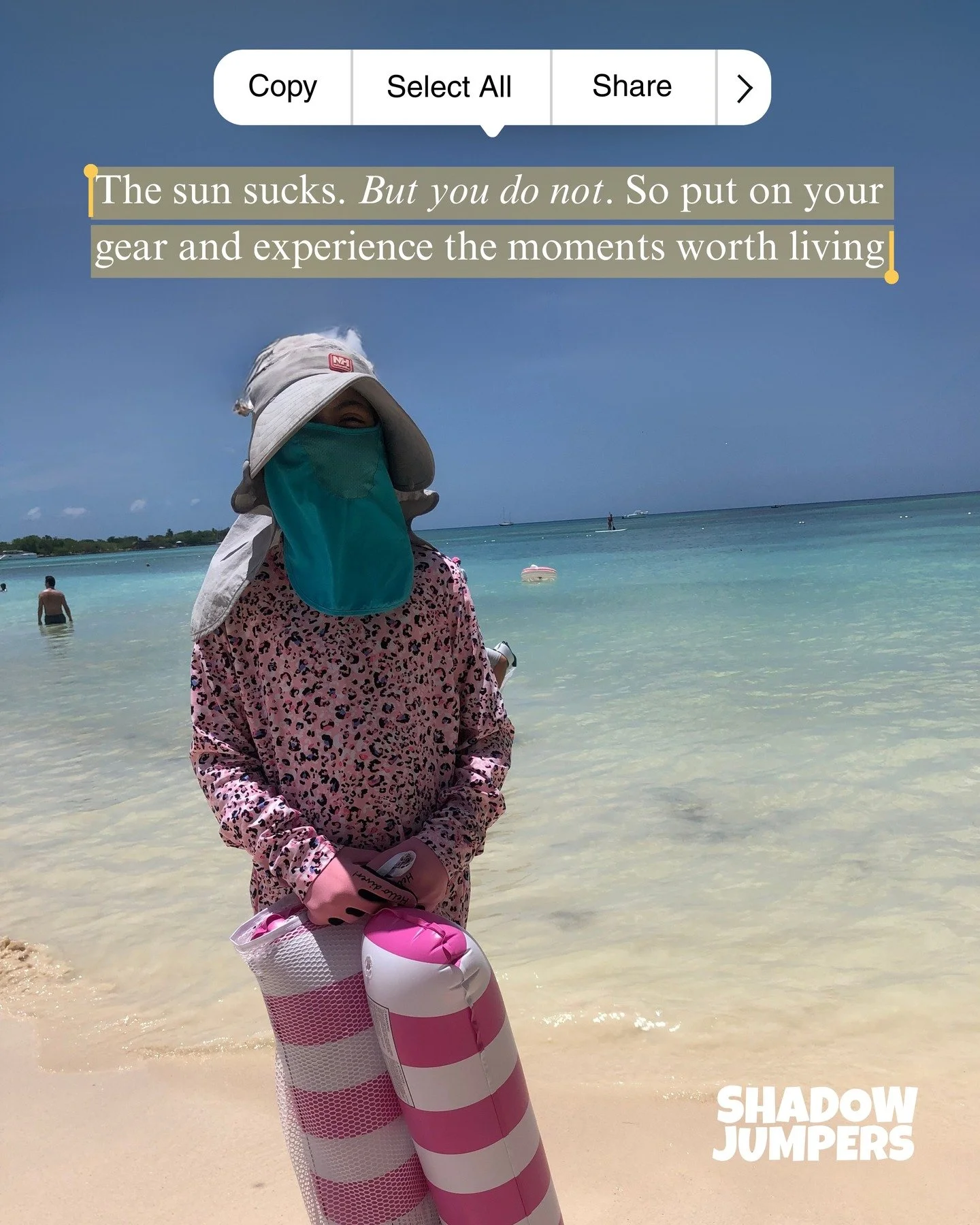 We don’t hide from life, we just meet it covered up 😎 Being photosensitive means getting creative, staying protected, and saying yes to the moments that matter most. 
#thesunsucks #shadowjumpers #longsleevecrew #fypシ❤️💞❤️ #explore #trendingn