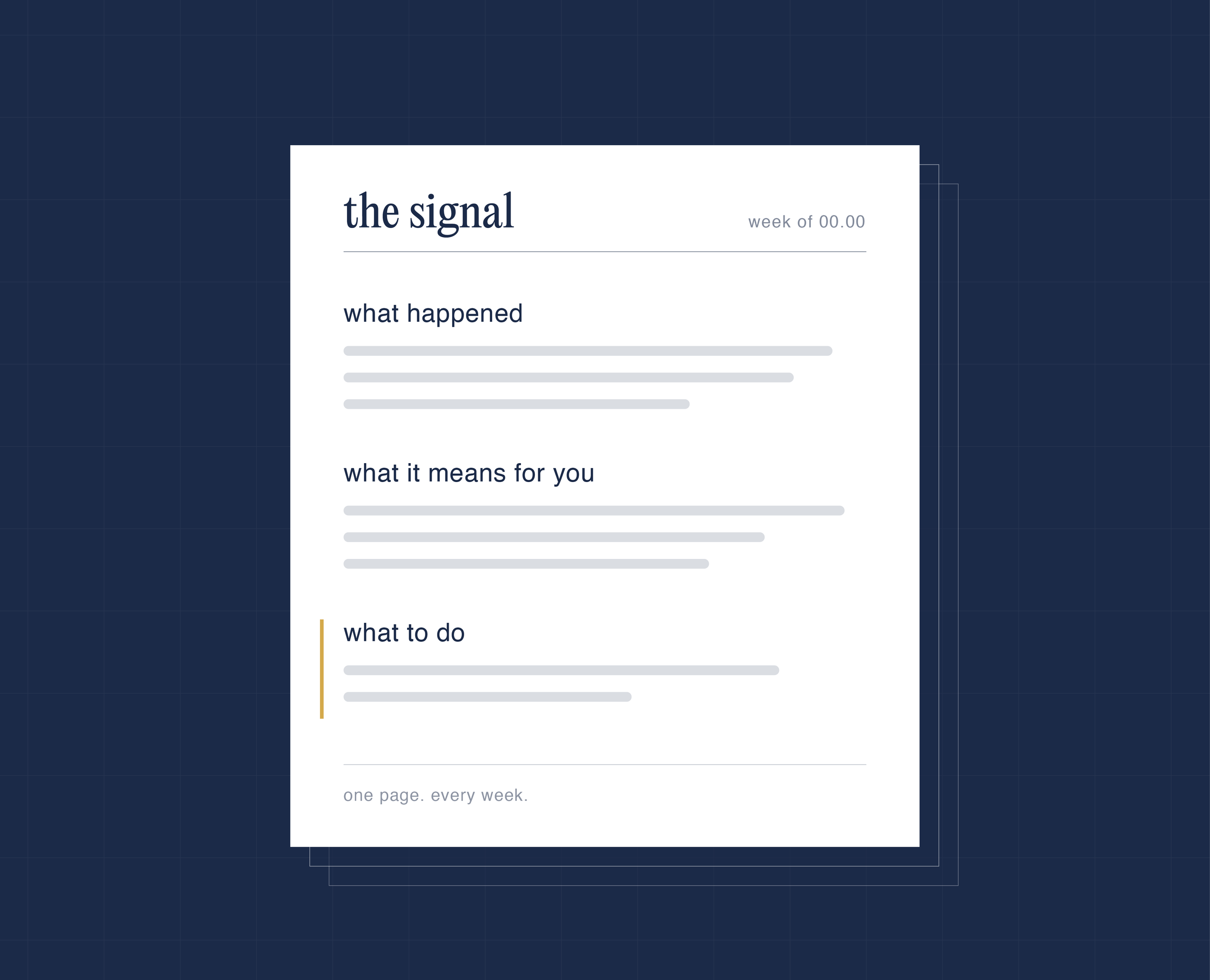 The Signal, a weekly one-page AI intelligence briefing for commercial real estate portfolios and corporate real estate teams.