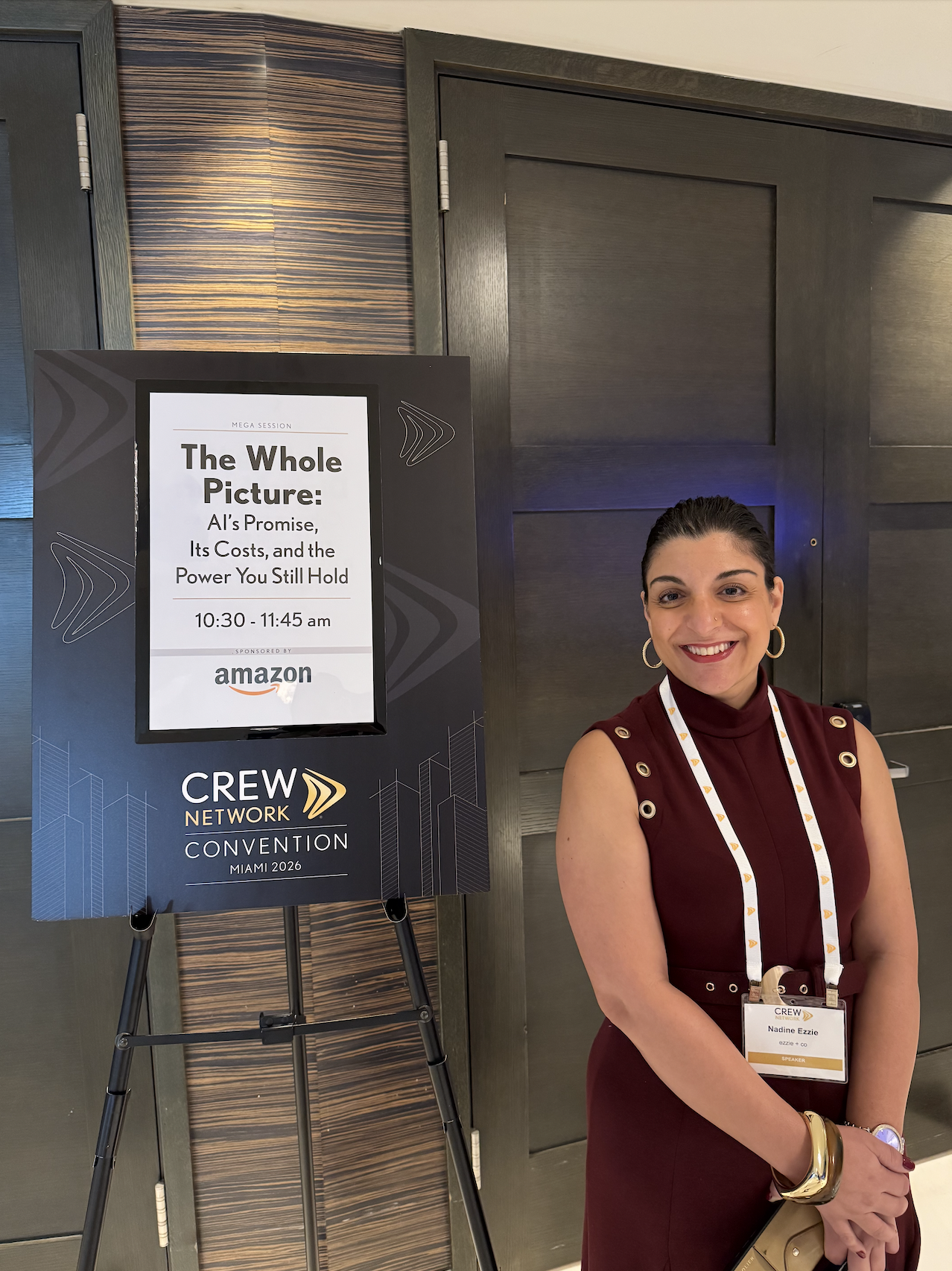 Nadine at the CREW Network Convention presenting her keynote sponsored by Amazon.