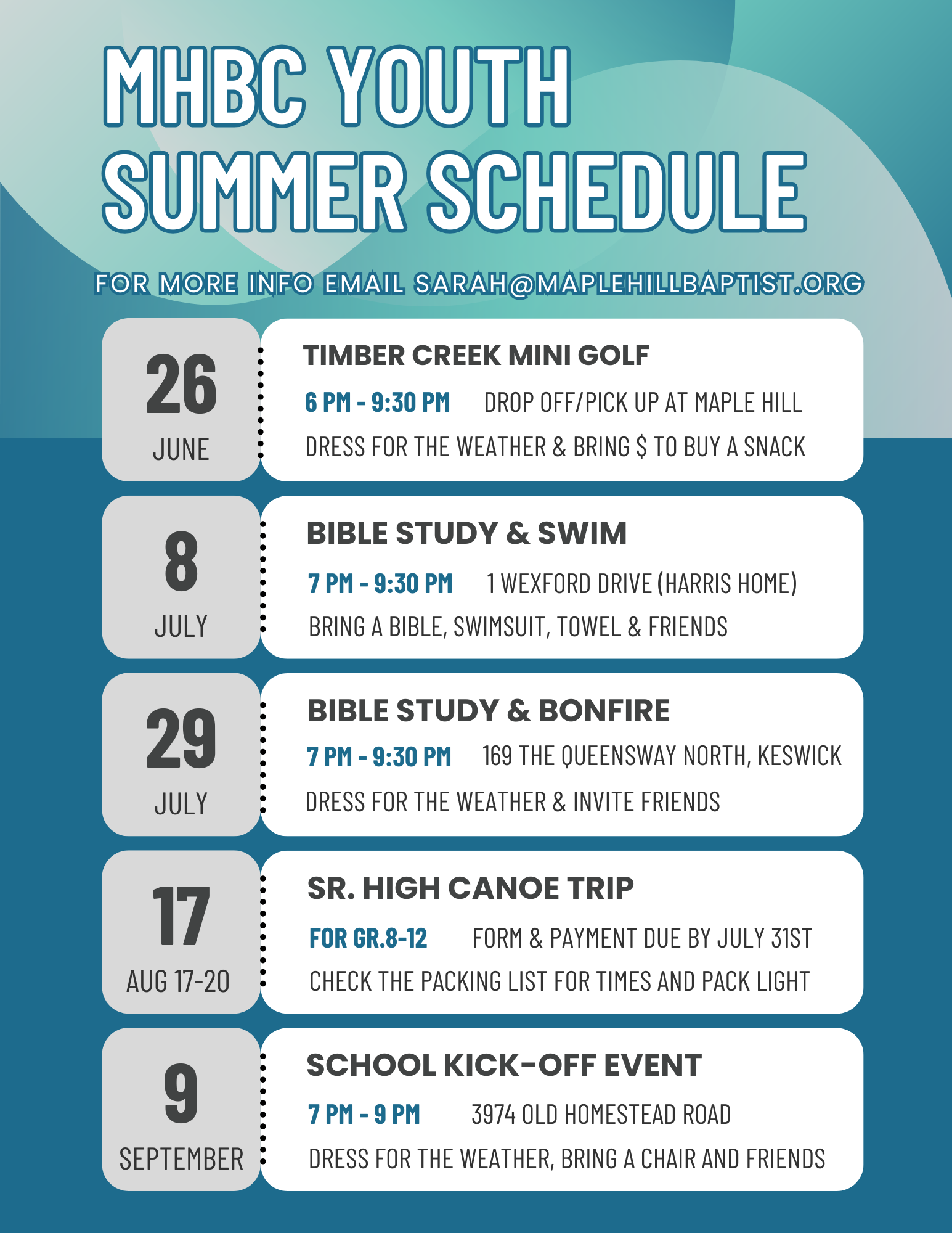 Youth Summer Events