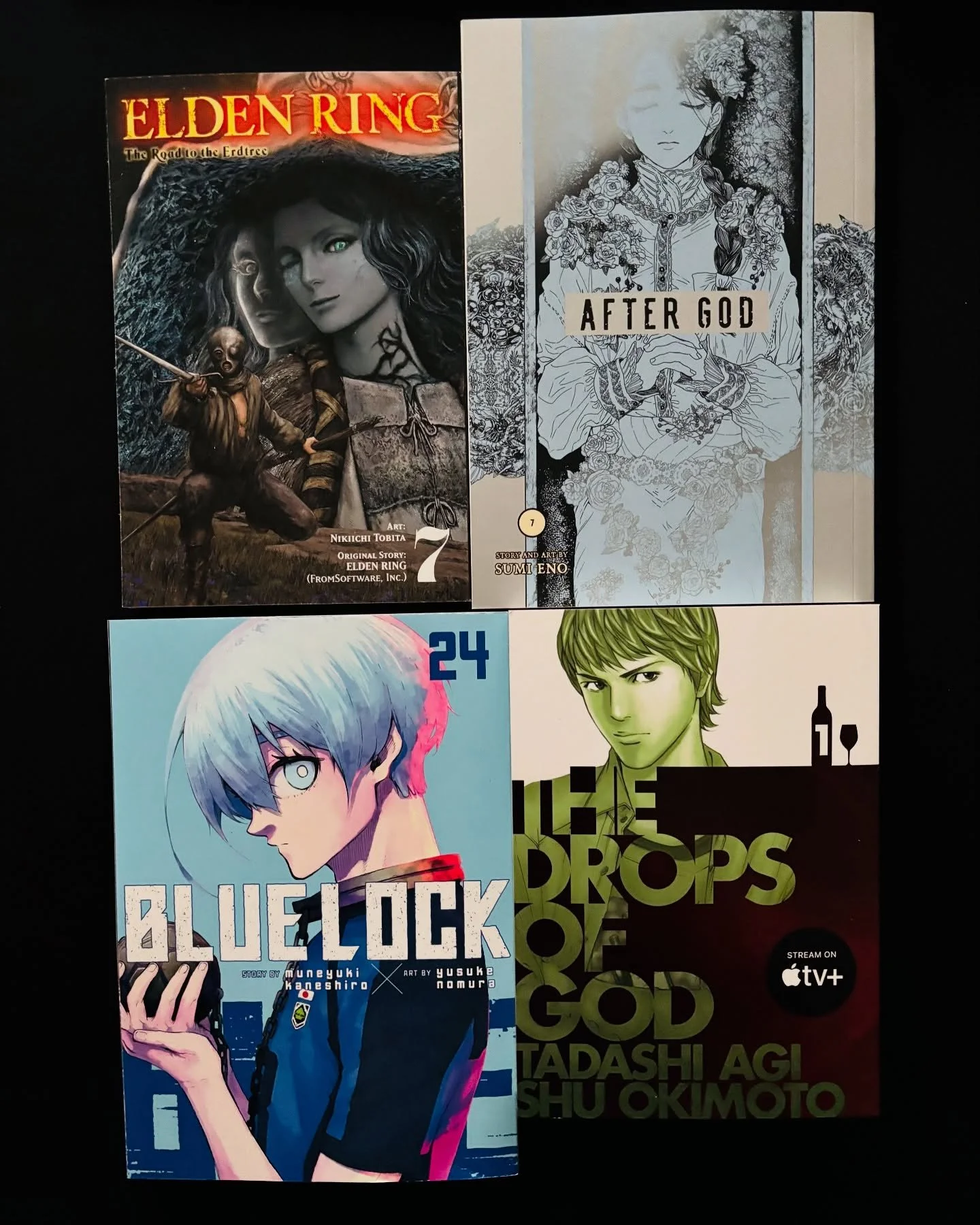 🤩NEW RELEASES🤩

* After God, Vol. 7
* Afterglow
* Blue Lock 24
* The Drops of God 1
* Dysfunctional Family Theory Vol. 1
* Elden Ring: The Road to the Erdtree, Vol. 7

NEW RELEASE POLICY: If you put a new release on the pull list at least one week 
