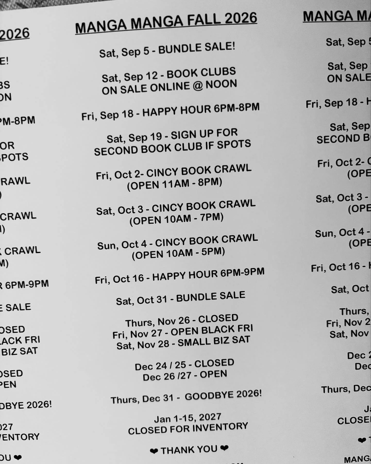🚨FALL SCHEDULE JUST ANNOUNCED🚨 BUNDLE SALE TOMORROW🚨 More details soon, have a nice weekend🚨

OPEN 3-7PM!

&mdash;-

HOURS 

MONDAY: CLOSED
TUESDAY: CLOSED
WEDNESDAY: CLOSED
THURSDAY: 3:00 PM - 7:00 PM
FRIDAY: 3:00 PM - 7:00 PM
SATURDAY: 11:00 AM