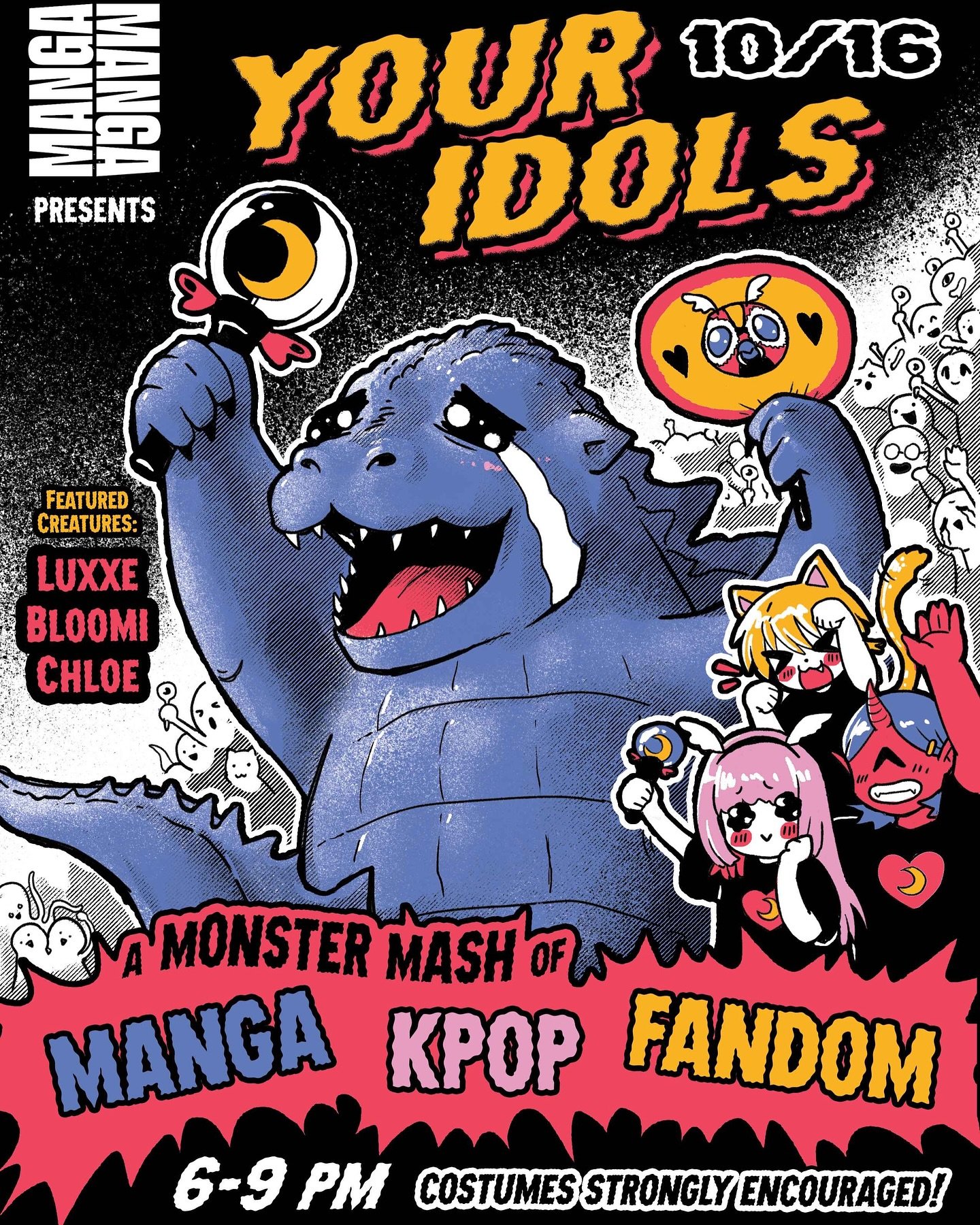 SAVE THE DATE: 

Can I get the mic a little higher?

THIS FRIDAY!

FREE, ALL-AGES Ani-Manga Happy Hour on back patio hosted by Chlo&euml;!

FRIDAY, OCT 16 / 6:00-9:00 PM!

Manga Manga presents &ldquo;Your Idols&rdquo; - a Halloween-themed event dedic