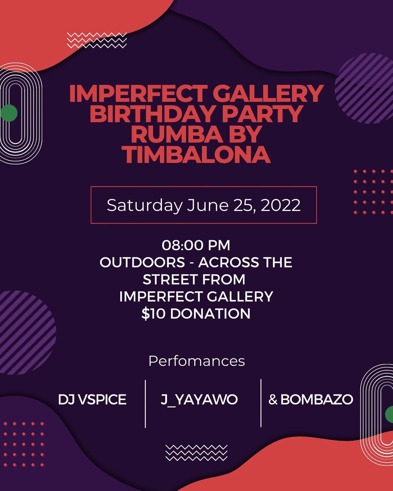 Join us this Saturday as we host a 10th anniversary party for @imperfectgallery!

#Repost 
It&rsquo;s our 10th Anniversary Party!!!

Our friends from the @timbalona Collective are organizing this very special Birthday party and Rumba... with musical 