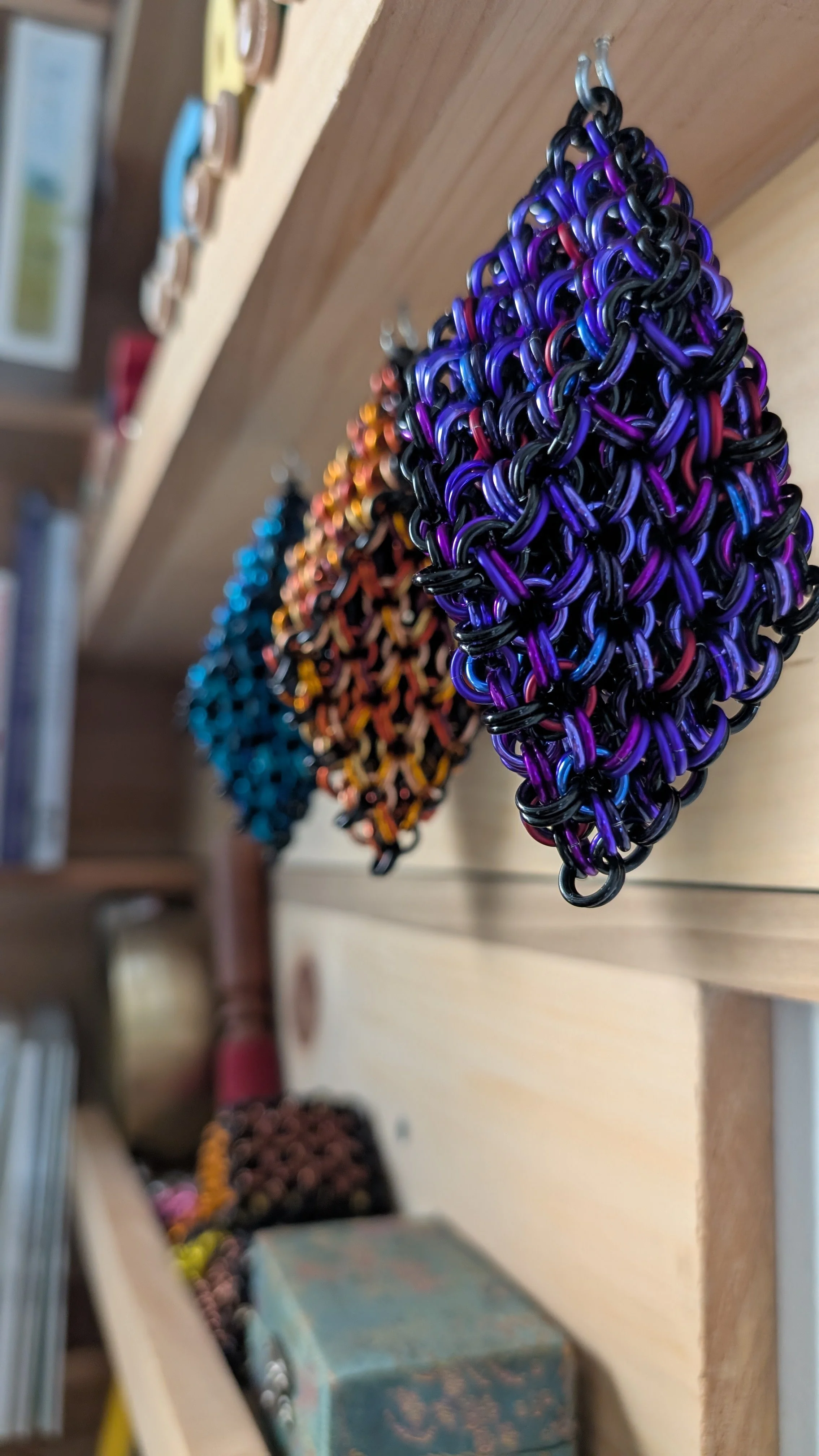 3 Confetti Cubes in Purple, Orange, and Blue