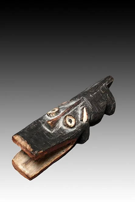 Mambila Crocodile fine wood carved African animal figure with human features.  www.gallerytribalart.com
