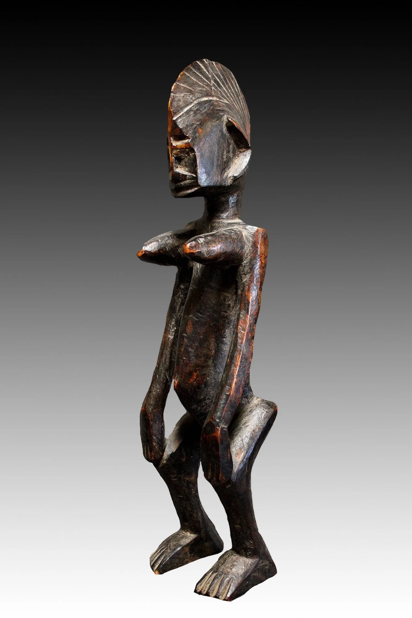 Bamana figure, Mali, exceptional African wood carved figures