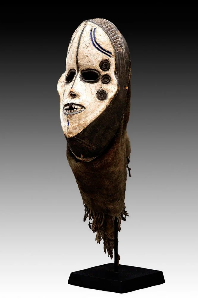 Igbo Okoroshi mask, white pigment and keloid scarification.  www.gallerytribalart.com