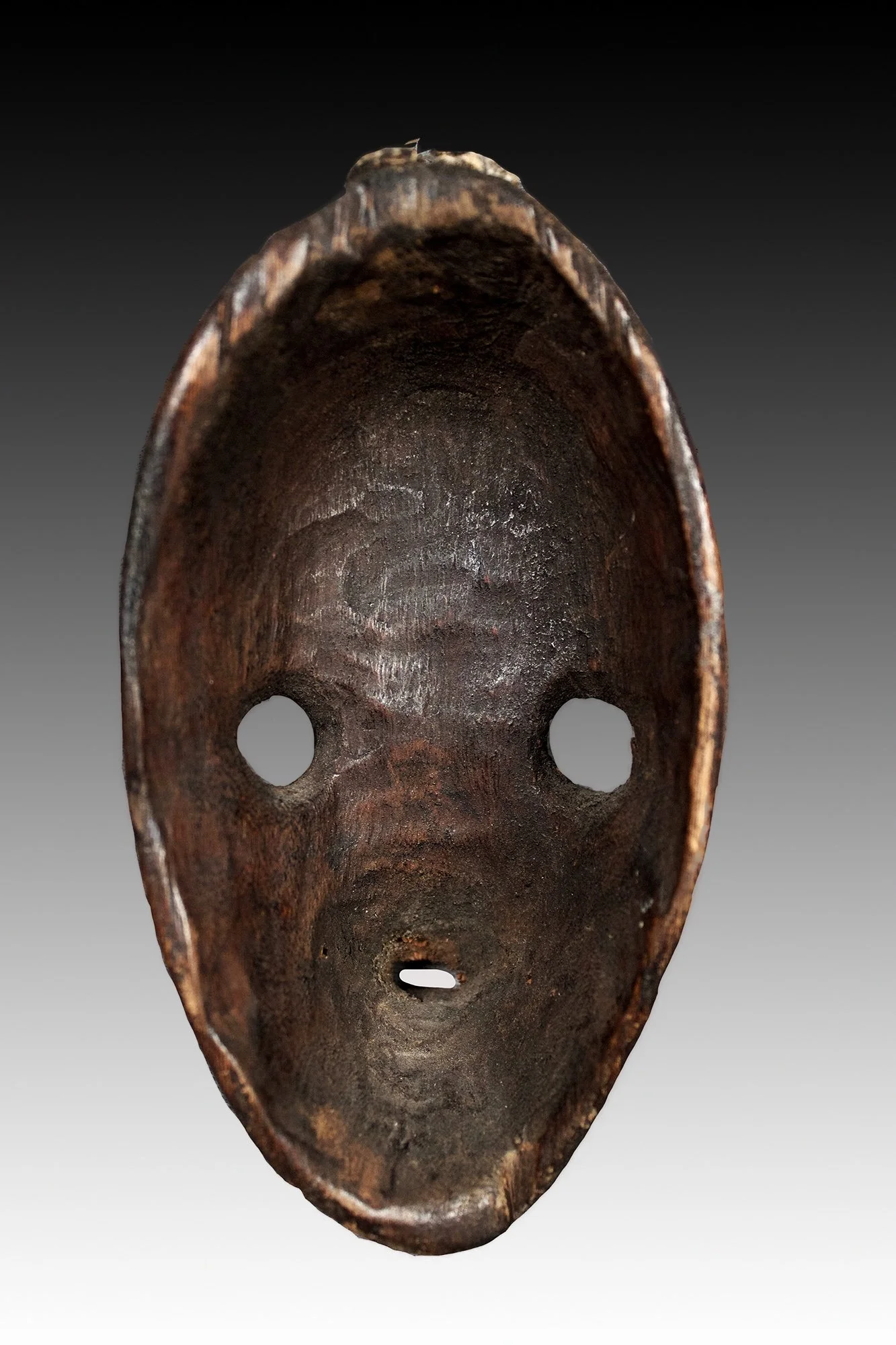 Dan racer mask, back view, vintage African wood masks.  www.gallerytribalart.com