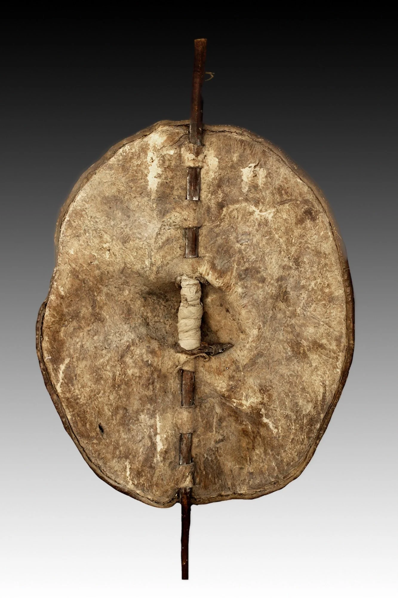 Dinka shield, back side, upper white nile, southern Sudan.  www.gallerytribalart.com