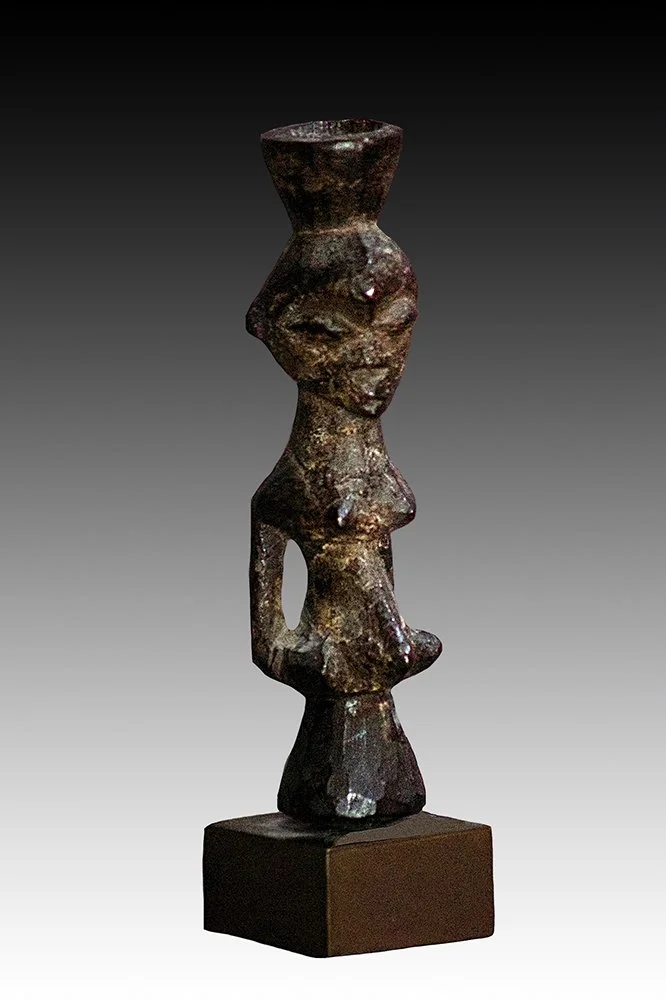 Luba fetish figure with magical materials embedded into the cavity on top of the head.  www.gallerytribalart.com