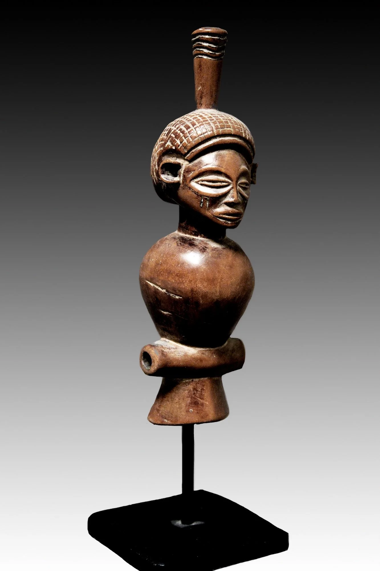 Chokwe wooden whistle used for hunting.  www.gallerytribalart.com