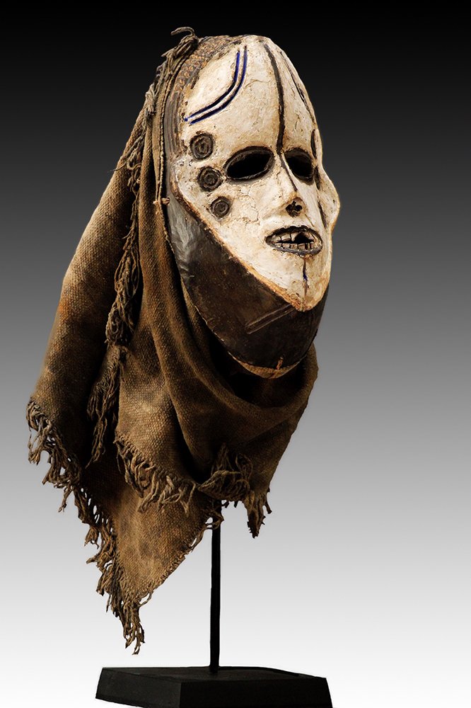Igbo Okoroshi Oma mask with open mouth baring teeth.  www.gallerytribalart.com