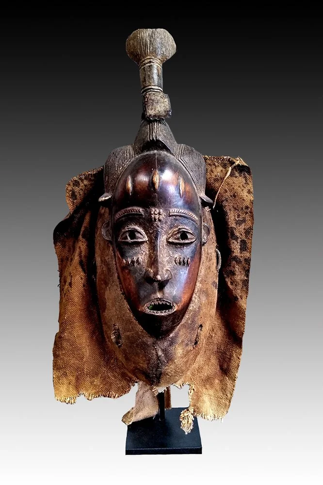 Guro Gu mask with high forehead, scarification and filed teeth.  www.gallerytribalart.com