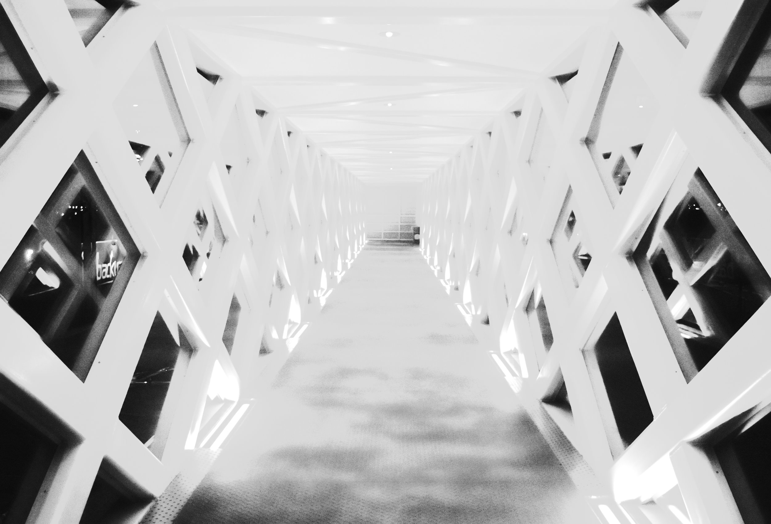A street bridge at night in Santa Ana.