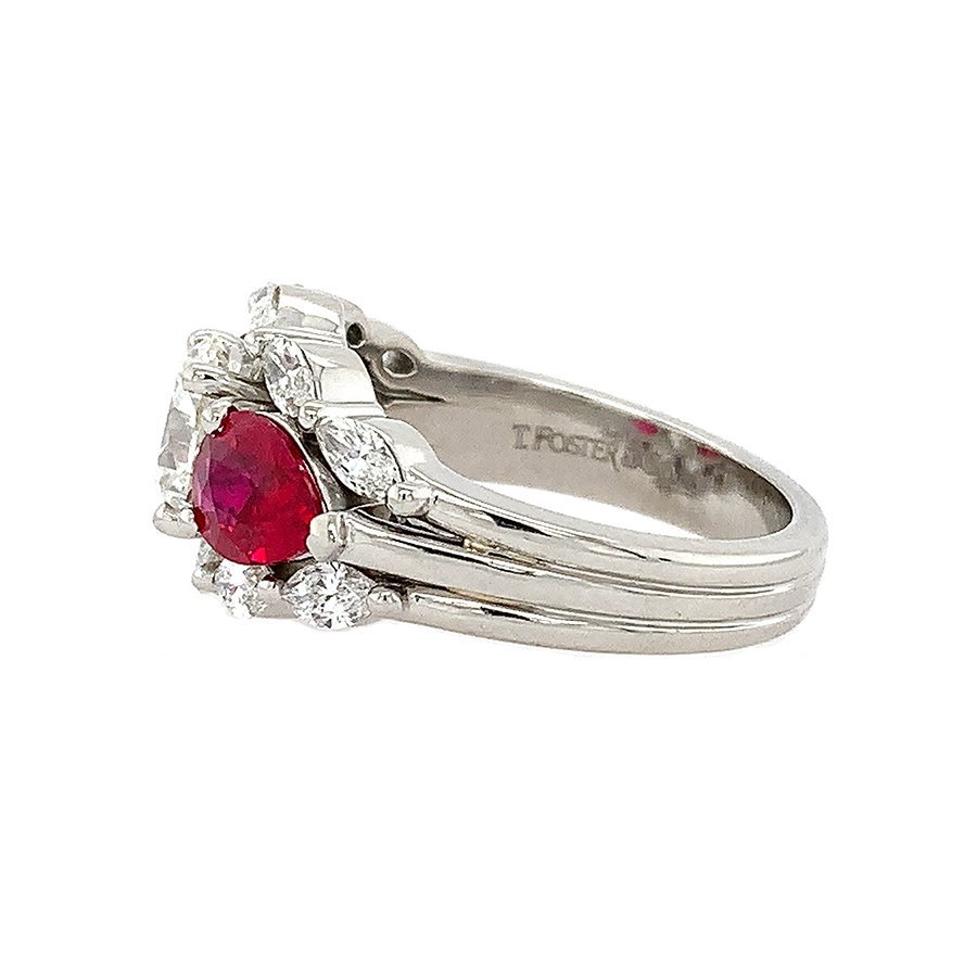 Stunning Art Deco Ruby Ring w/ Diamonds in Engraved Platinum | White gold  oval engagement ring, Art deco jewelry rings, Art deco engagement ring
