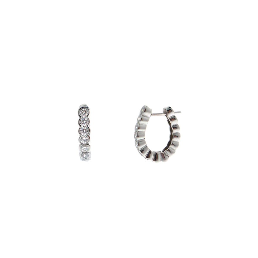 18K White Gold Diamond Hoop Earrings 215 