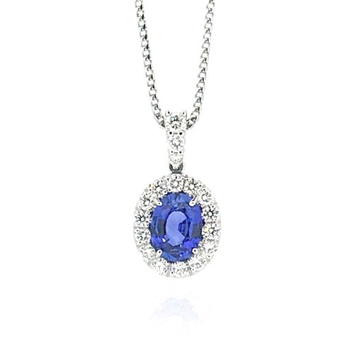 Blue Sapphire and Diamond Necklace with Sterling Silver Chain - Rei of  Light Jewelry