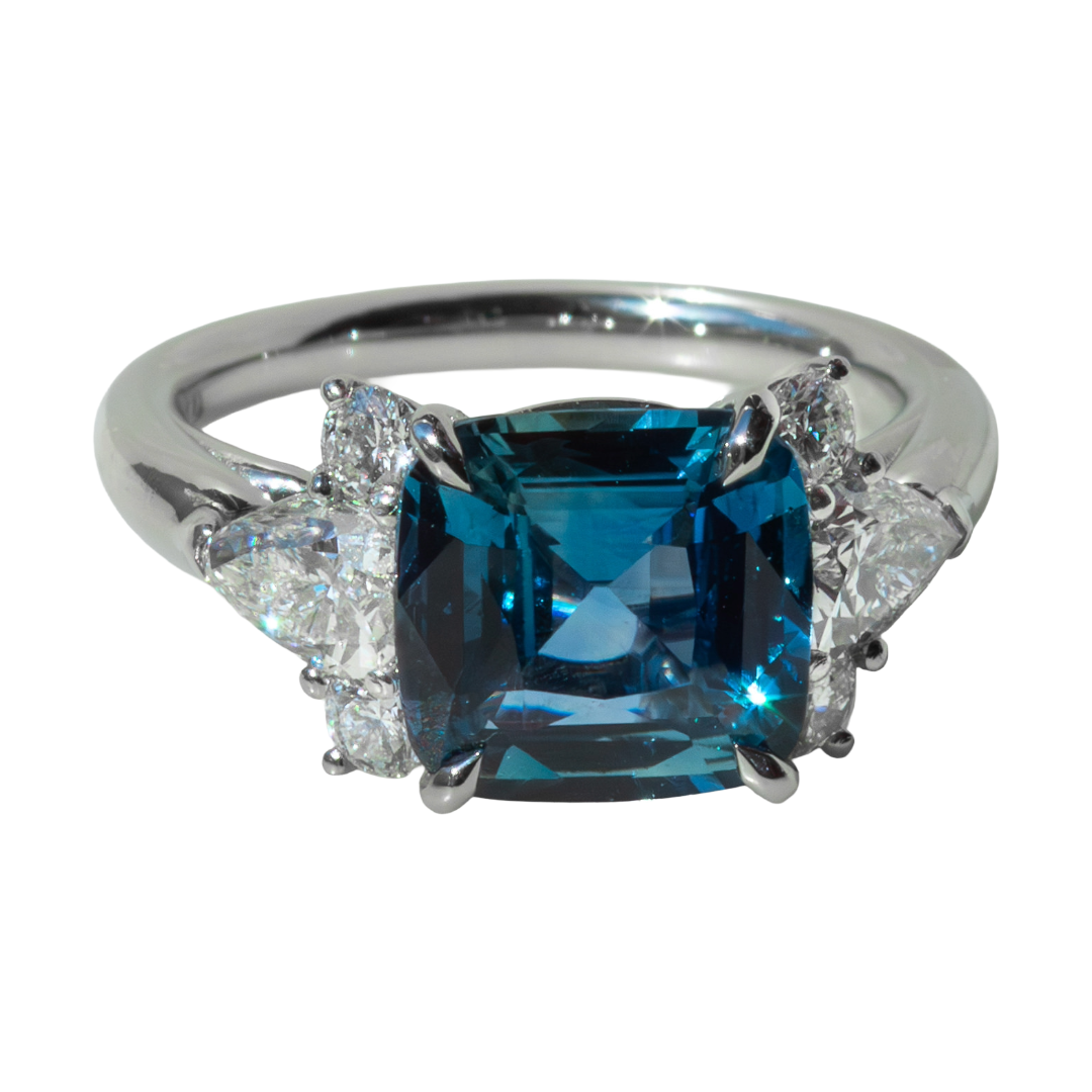 Ocean-Blue Sapphire & Diamond Ring