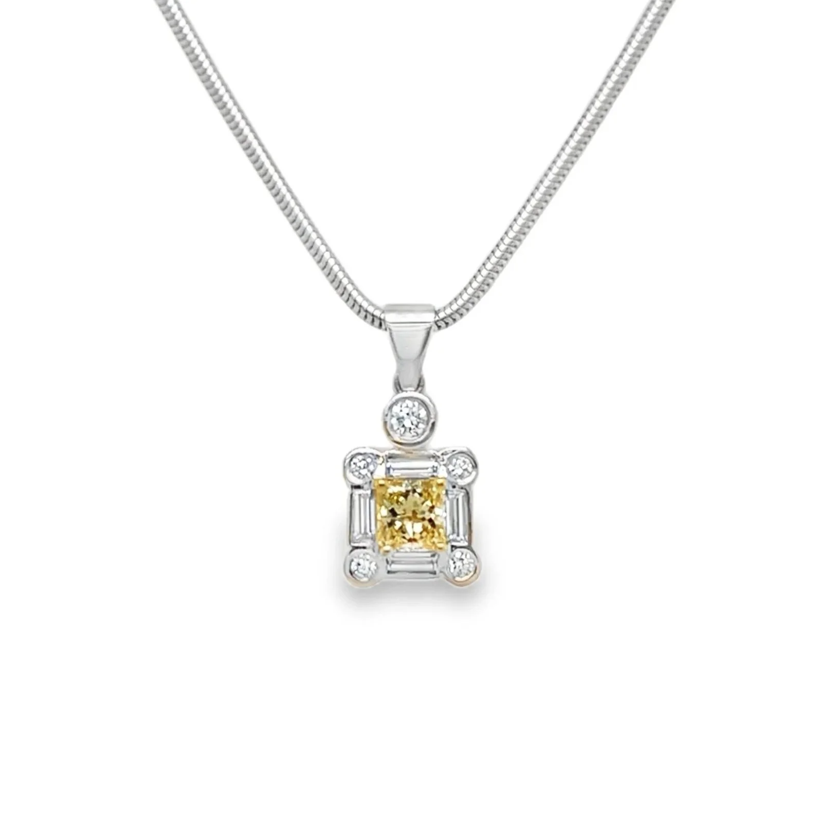 Yellow and White Diamond Pendant