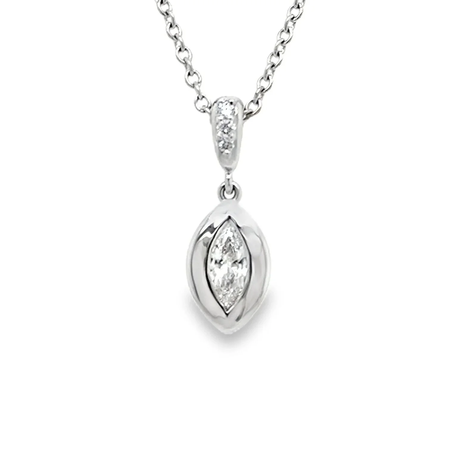 Marquise Diamond Pendant in 18k White Gold