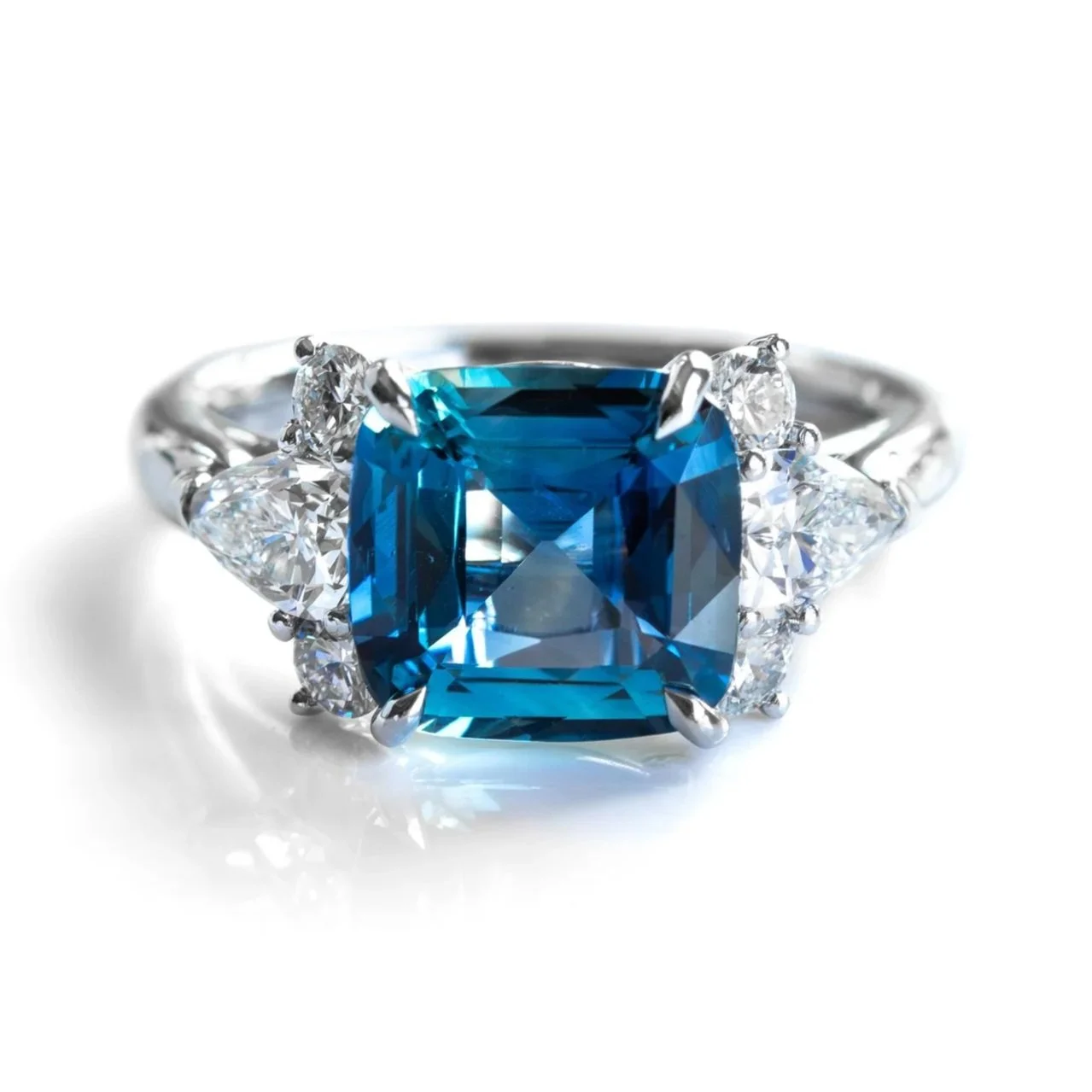 Ocean-Blue Sapphire & Diamond Ring