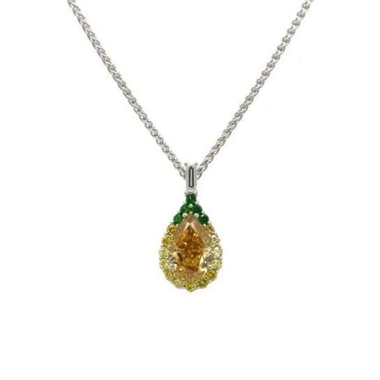 Fancy Yellow Diamond & Tsavorite Necklace Pendant