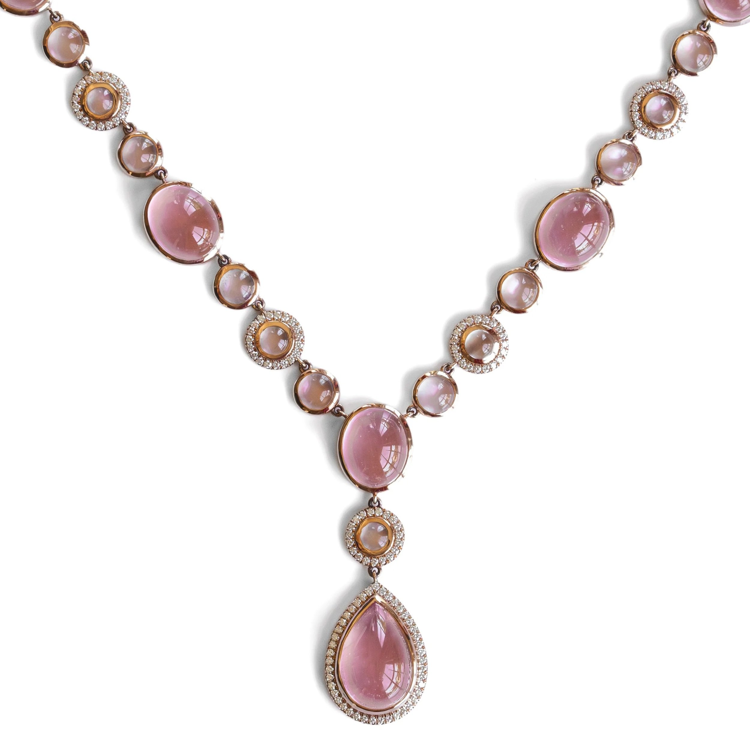 Cabochon Rose Quartz & Moonstone Necklace
