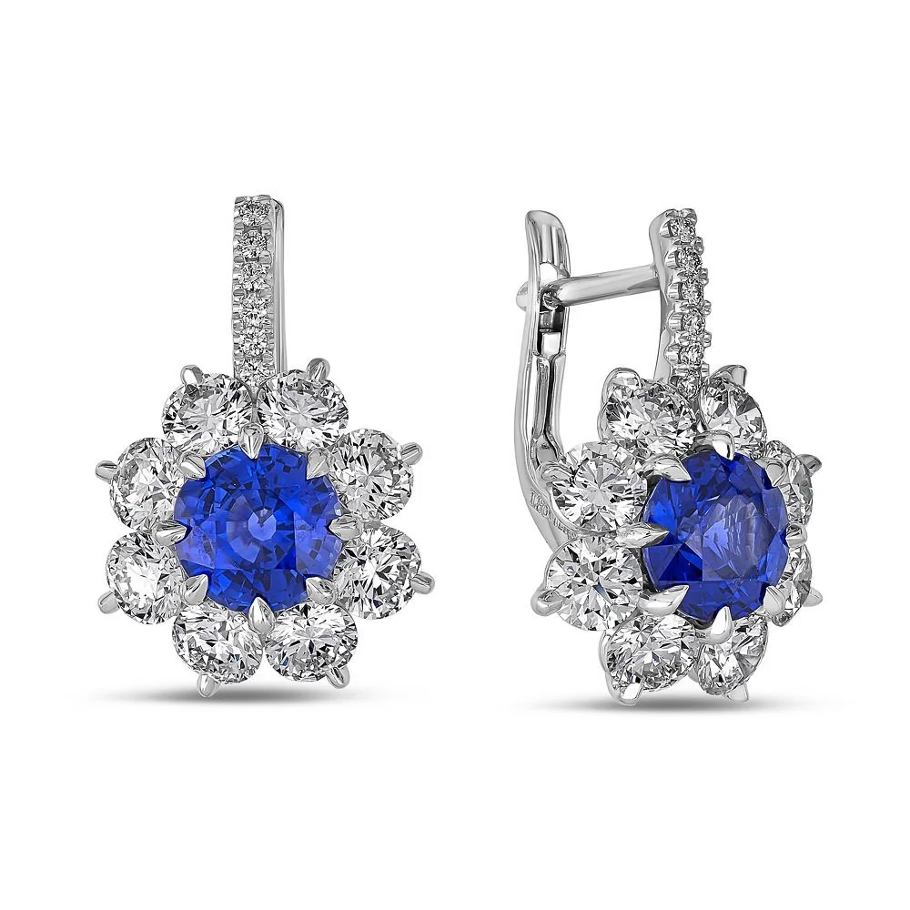 Sapphire & Diamond Platinum Earrings