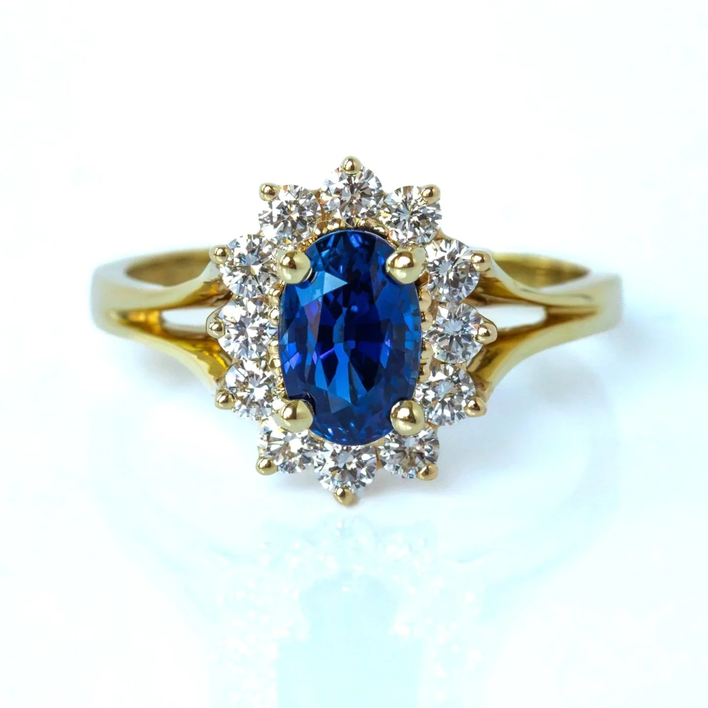 Sapphire & Diamond 18K Yellow Gold Ring