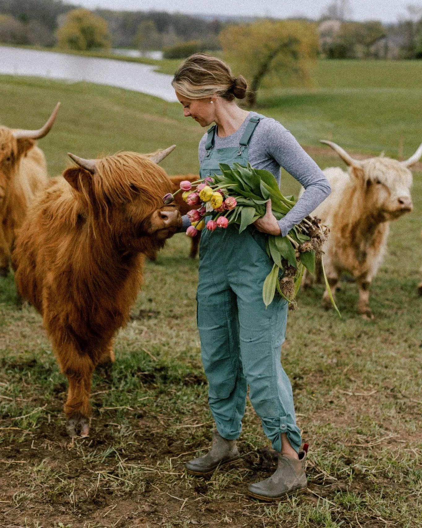 Spring is a busy time on the farm! Flowers are blooming, which means I'm harvesting numerous times a day. Calves are being born, so I'm constantly checking cows making sure momma is taking good care of them. No time for hair or make-up to be done. We