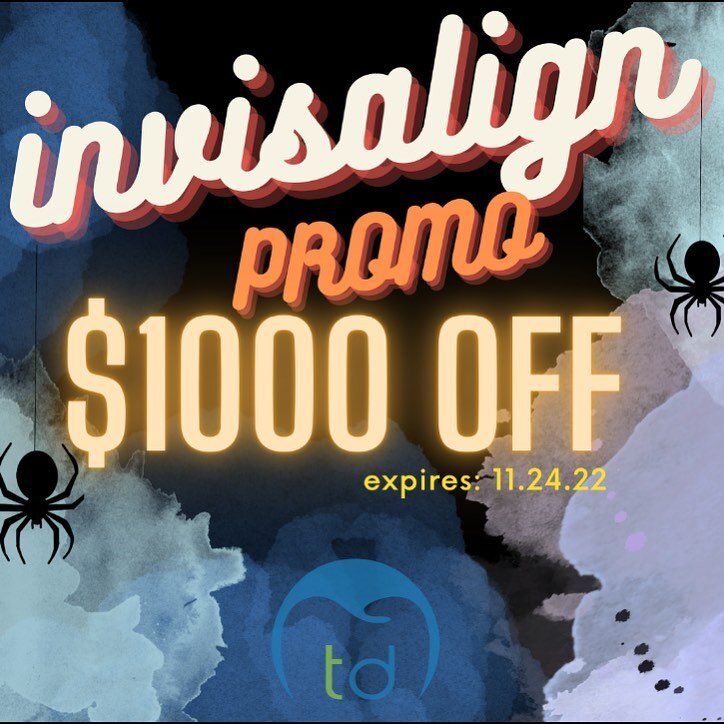 HAPPY HALLOWEEN 👻 
Check out this spooky savings now until November 24th $1000 off Invisalign in all of our locations!

If you or anyone you know if interested in Invisalign please  check out our website, the link is in our bio! teamdental.com 

#Te