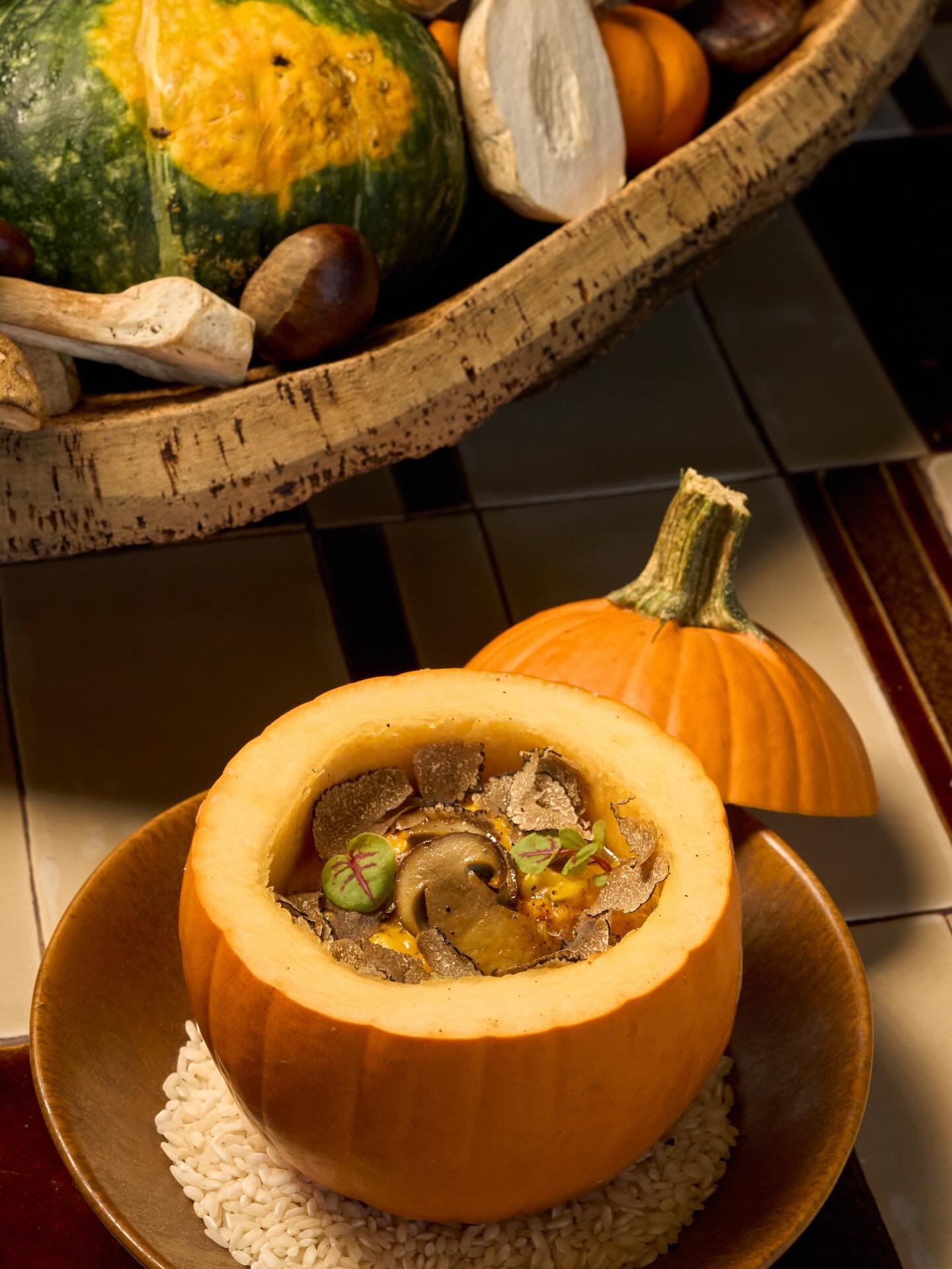 This Thanksgiving, we extend our warmest wishes for a holiday filled with joy, togetherness, and unforgettable moments. Indulge in the season&rsquo;s elegance as we celebrate with our signature Pumpkin Risotto, exquisitely prepared and served this ev