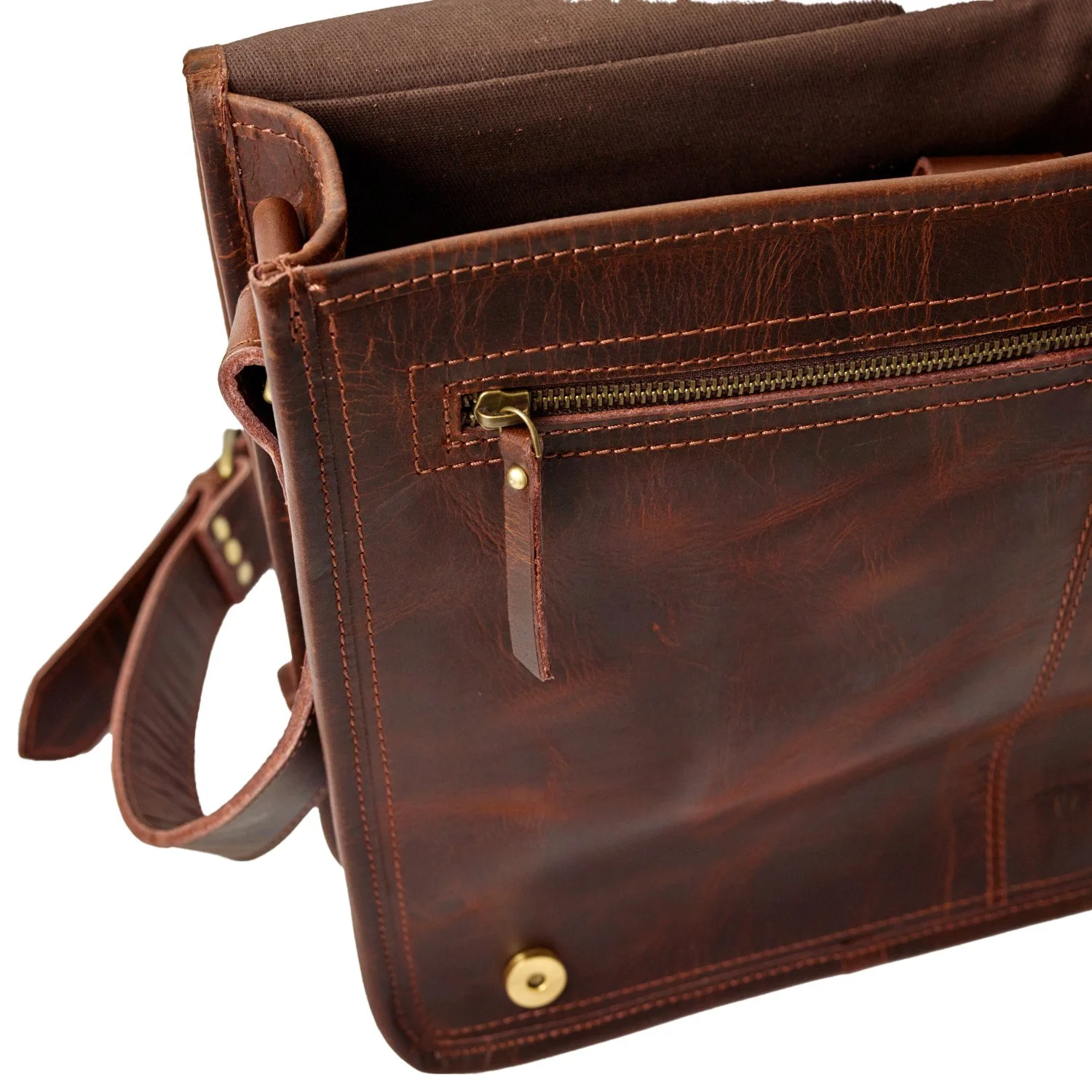product photography leather messenger bag