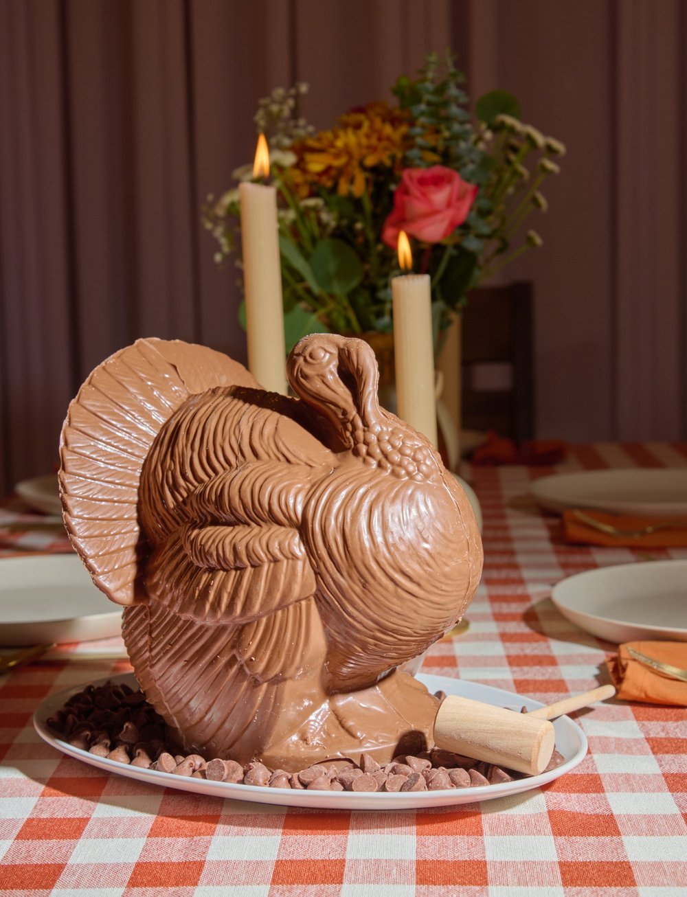 Chocolate turkey on a Thanksgiving table