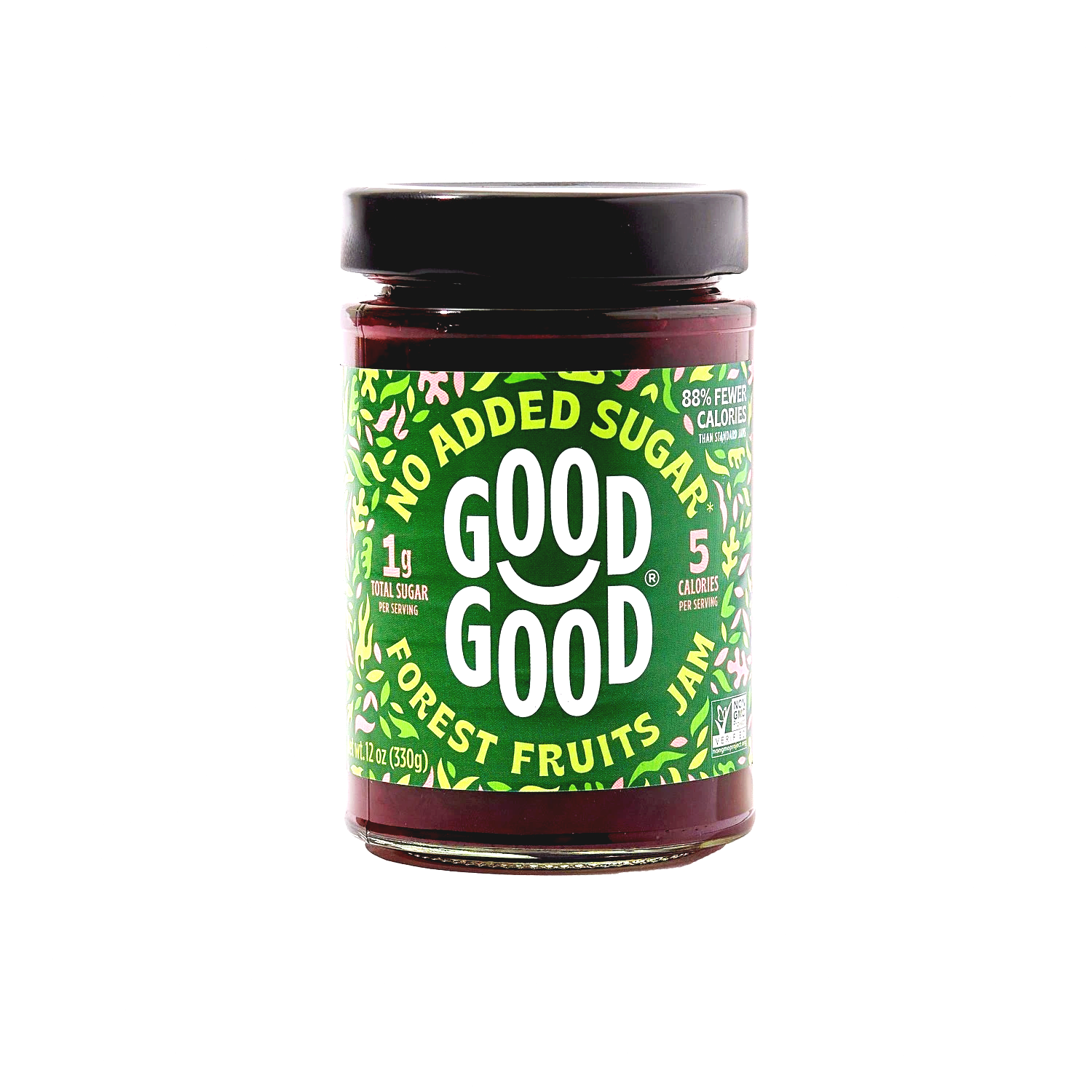 Forest fruit jam product on white