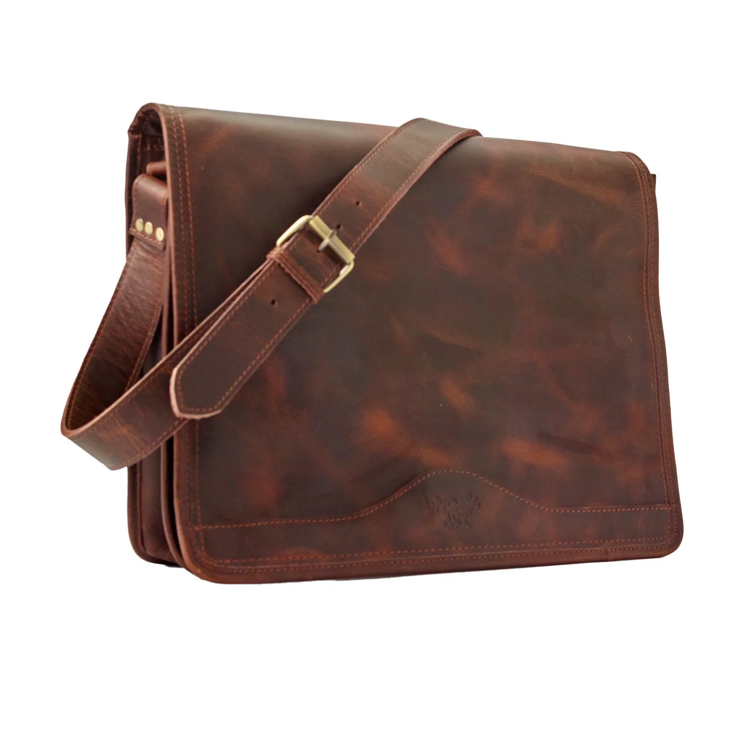 product photography leather messenger bag