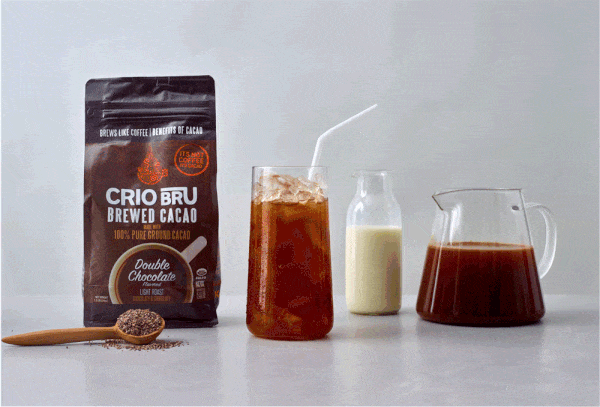 Cream poured into a Crio Bru brewed cacao drink stop motion GIF, CPG beverage video