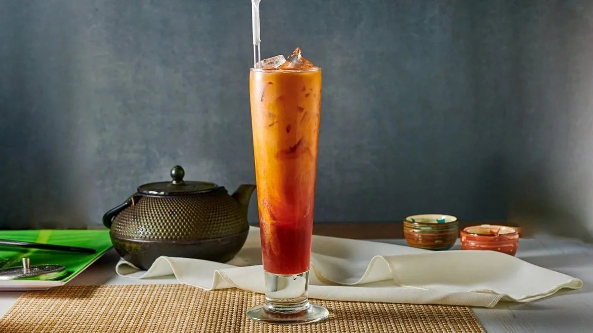 Thai iced tea in a tall glass