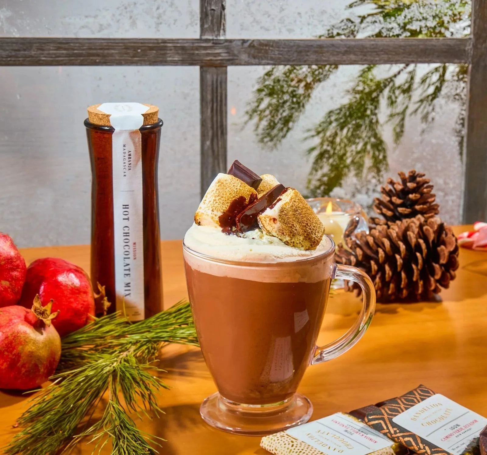 Drink styling: holiday hot chocolate with marshmallows