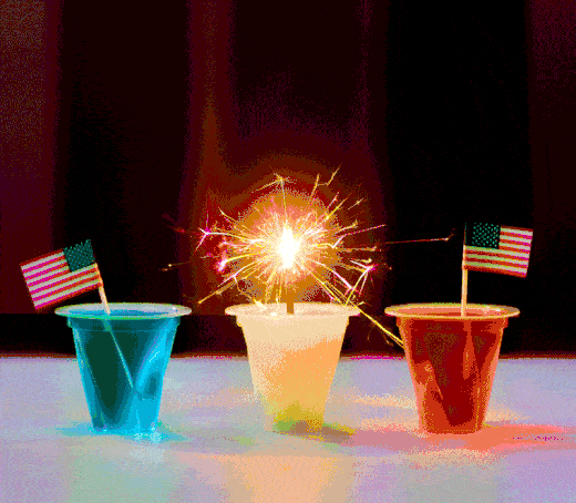SLRRRP jelly shots with sparklers and American flags for the Fourth of July motion GIF, holiday CPG video