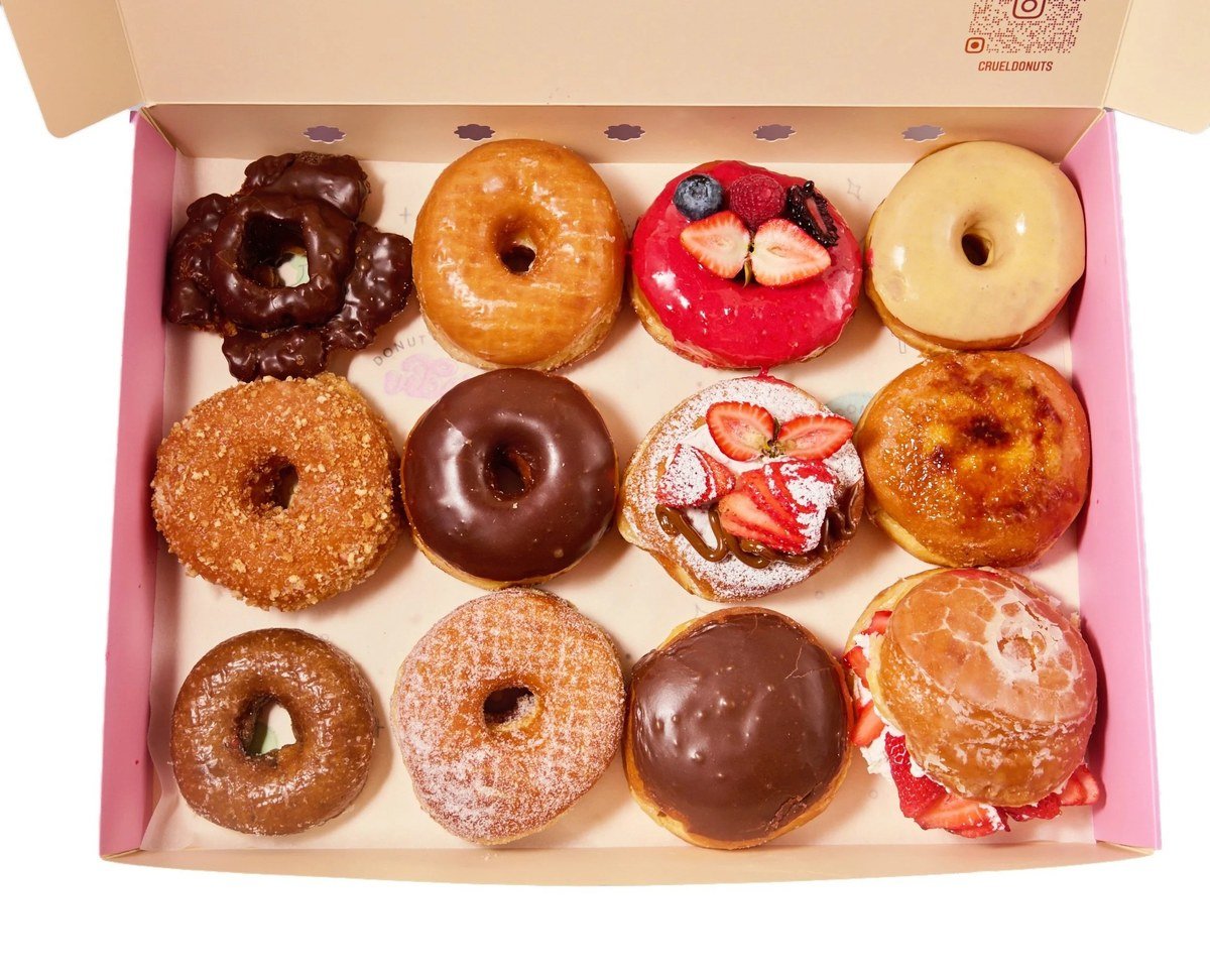 Box of assorted gourmet donuts